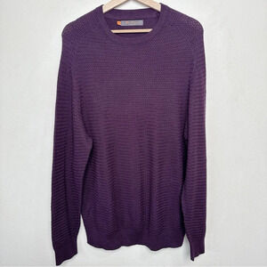 Ben Sherman Mens Large Crew Neck Textured Cotton Purple Pullover